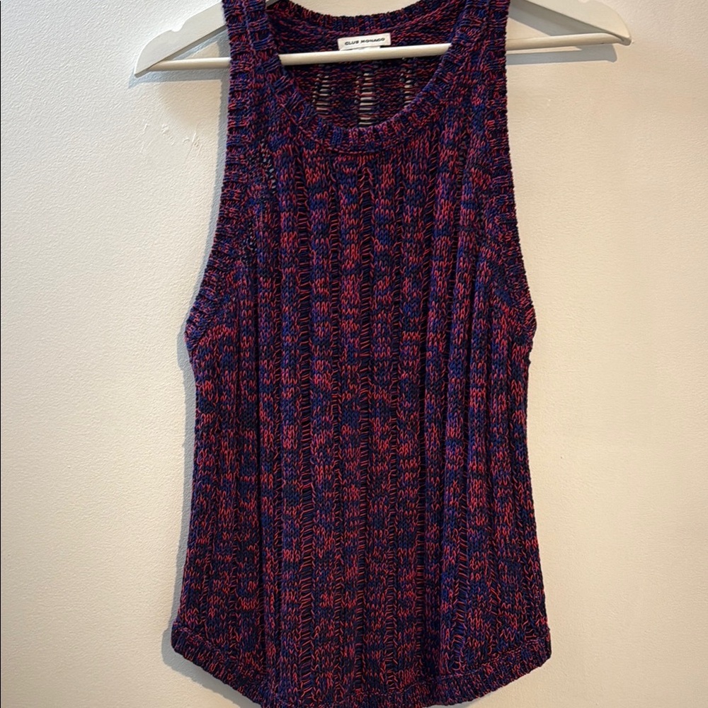 Club Monaco Sleeveless Knit Top in Pink and Blue Size L